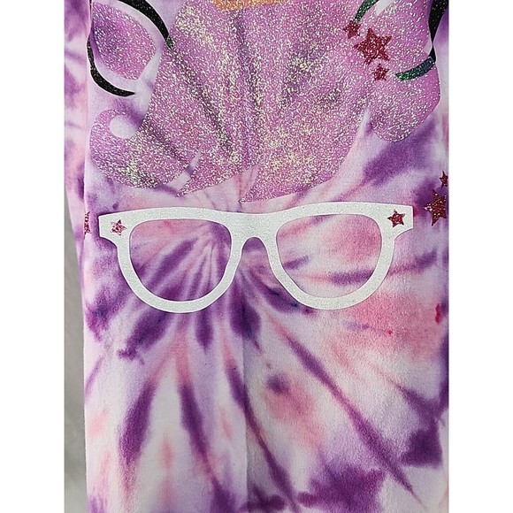 Purple Pink Tie Dye Hipster Unicorn Glitter Graphic Large T Shirt Fantasy Magic - Picture 9 of 10